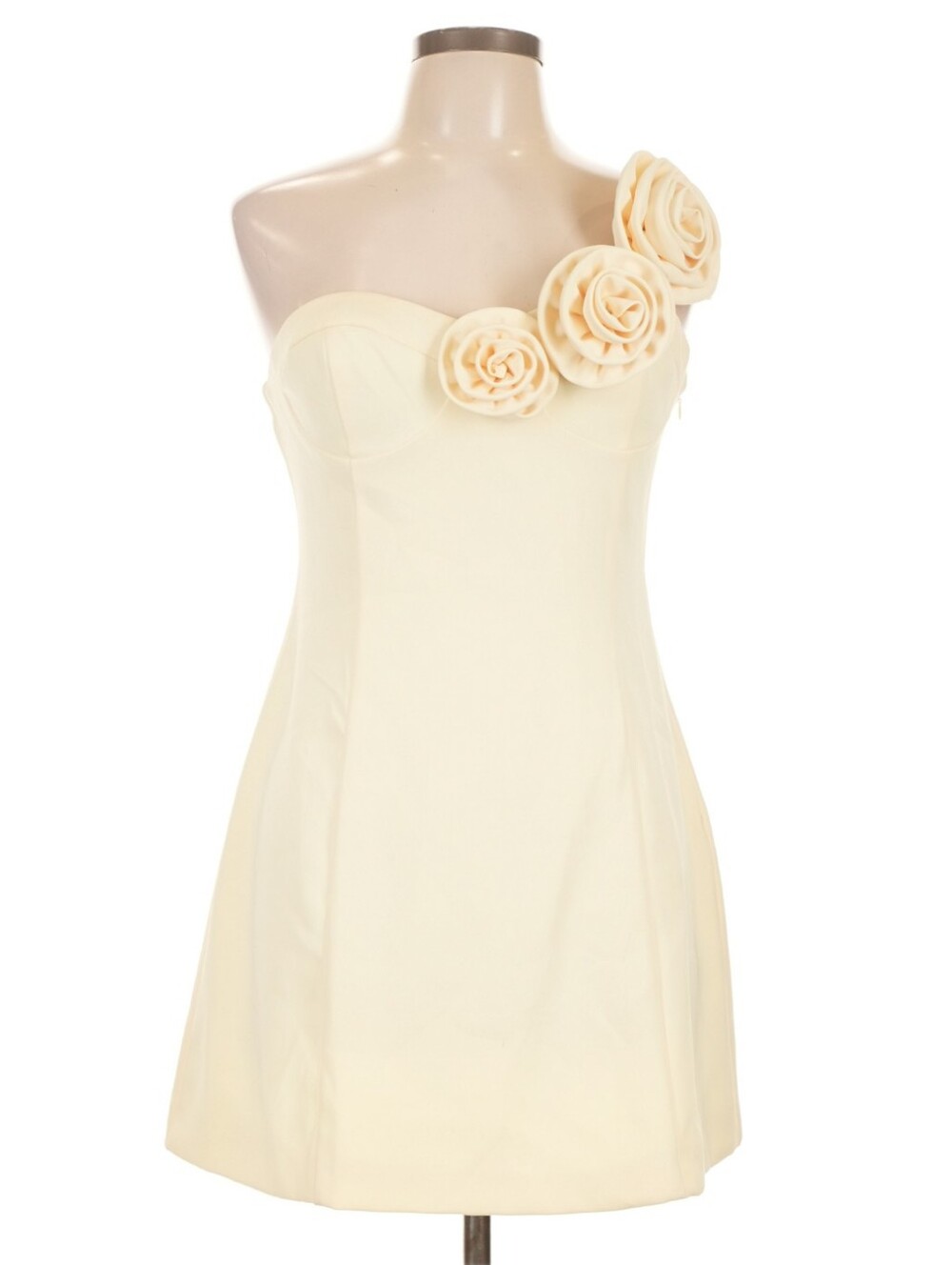 Peppermayo One-Shoulder Butter Yellow Floral-Appliqué Mini Dress XL (Size 10)